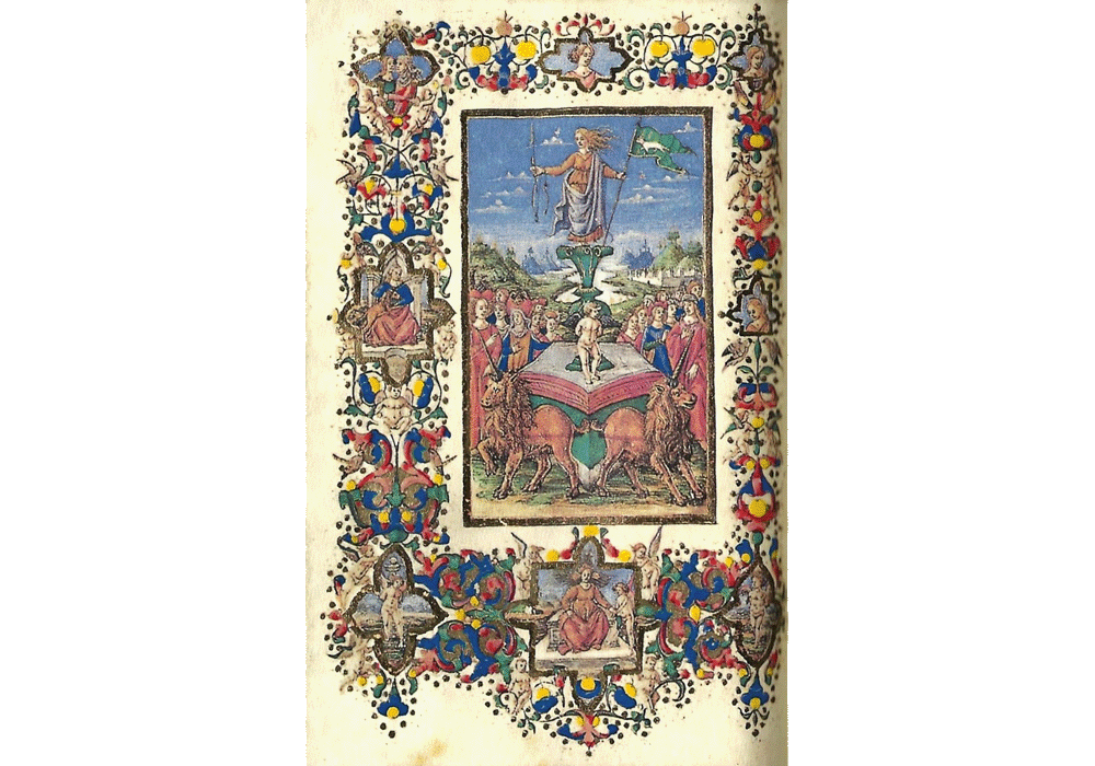 Trionfi-Petrarca-Zelada Codex-manuscrito iluminado códice-libro facsímil-Vicent García Editores-6 Detalle.